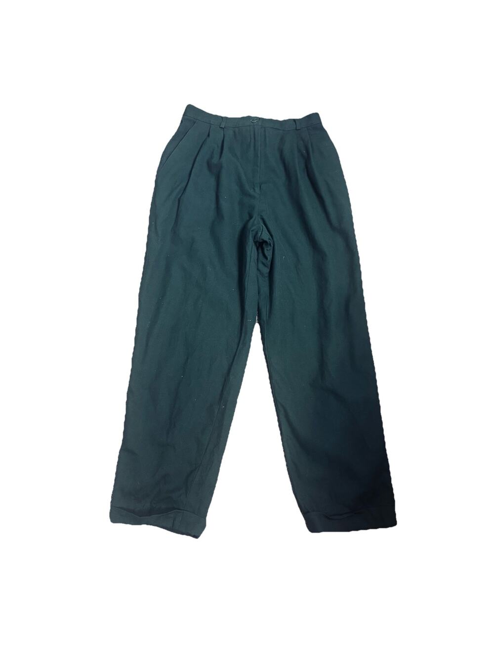 VTG Talbots Green 100% Worsted Wool High Rise Lined Tapered Pants 12P Petite